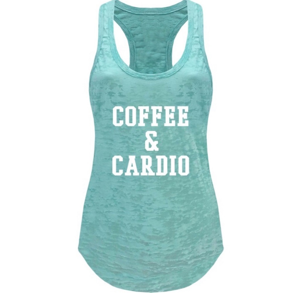 Coffee Cardio racer back tank top muscle tank small medium large XL NWT - Picture 1 of 13